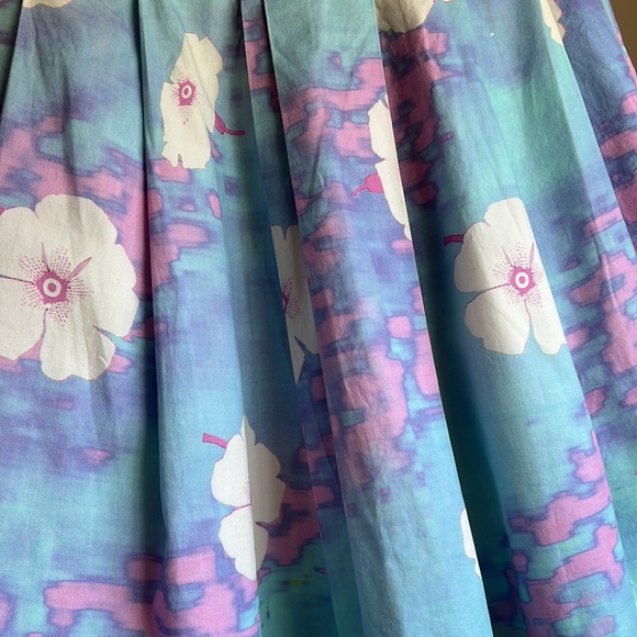 Psychedelic tie dye watercolor floral print tennis cheerleader mini skirt - Picture 4 of 9